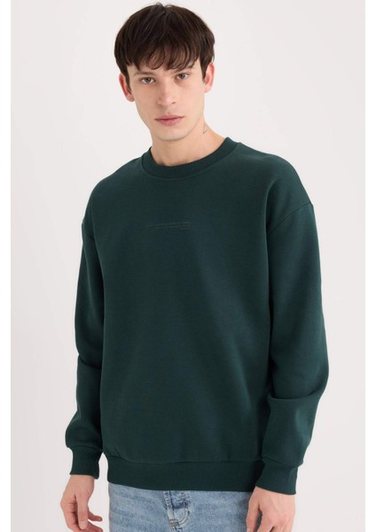 Boxy Fit Bisiklet Yaka Baskılı Sweatshirt X8282AZ24AU