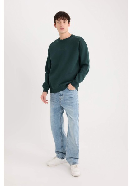 Boxy Fit Bisiklet Yaka Baskılı Sweatshirt X8282AZ24AU