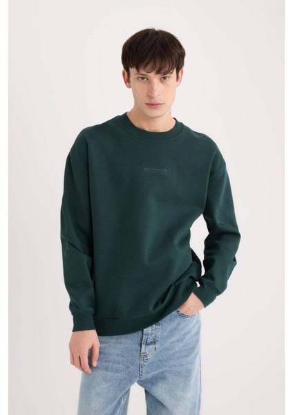 Boxy Fit Bisiklet Yaka Baskılı Sweatshirt X8282AZ24AU