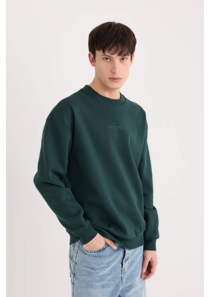 Boxy Fit Bisiklet Yaka Baskılı Sweatshirt X8282AZ24AU