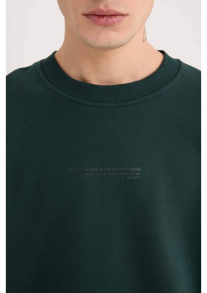 Boxy Fit Bisiklet Yaka Baskılı Sweatshirt X8282AZ24AU