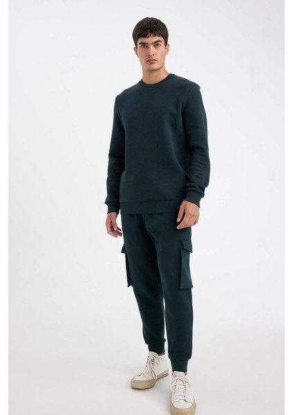 Regular Fit Jogger Eşofman Altı Kargo Cepli Basic Düz Beli Bağcıklı Lastikli Paça Y5533AZ24AU