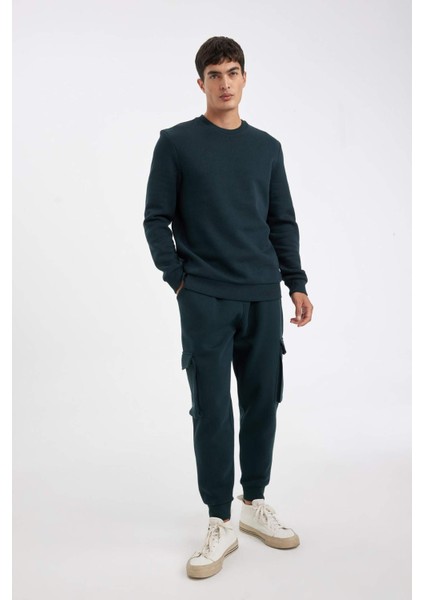 Regular Fit Jogger Eşofman Altı Kargo Cepli Basic Düz Beli Bağcıklı Lastikli Paça Y5533AZ24AU