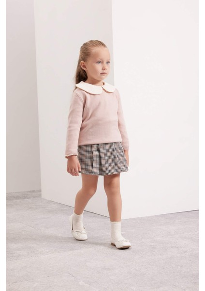 Kız Bebek Beli Lastikli Ekose Desenli Flanel Etek D2858A524AU