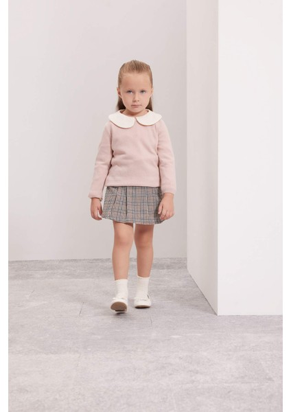 Kız Bebek Beli Lastikli Ekose Desenli Flanel Etek D2858A524AU