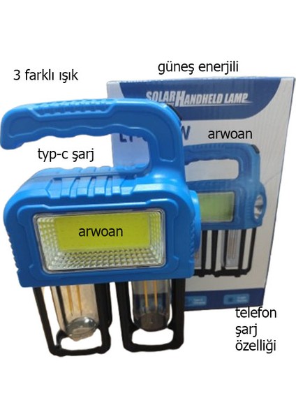 38W Kamp Lambası El Feneri Powerbank Özellikli