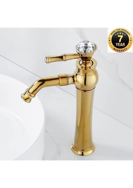 Banyo Çanak Lavabo Bataryası Gold Renk Taşlı Model 7 Yıl Güvenceli İthal