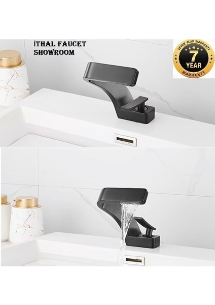 Banyo Lavabo Bataryası Antrasit Renk Şelale Yeni Tasarım 7 Yıl Güvenceli İthal