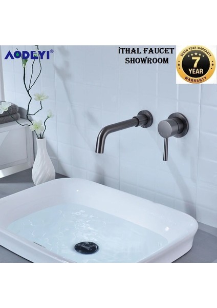 Banyo Ankastre Lavabo Bataryası Antrasit Renk Yeni Model Sıva Altı Dahil 7 Yıl Güvence İthal