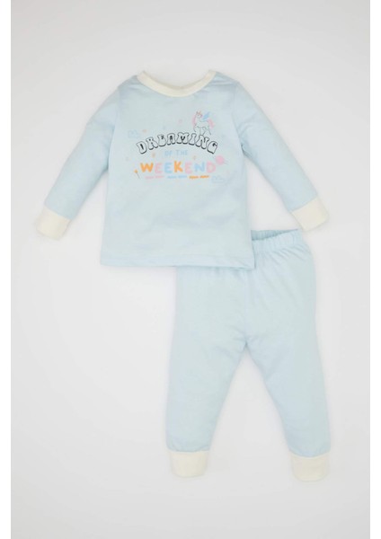 Kız Bebek 4'lü Pijama Takımı Pijama Takımı Penye Baskılı Uzun Kollu Üst Beli Lastikli Uzun Alt D3632A524WN