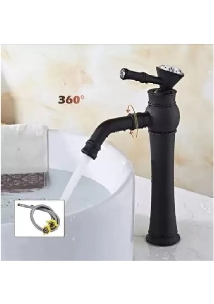 Banyo Çanak Lavabo Bataryası Siyah Renk Taşlı Model 7 Yıl Güvenceli İthal