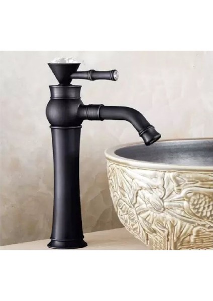 Banyo Çanak Lavabo Bataryası Siyah Renk Taşlı Model 7 Yıl Güvenceli İthal