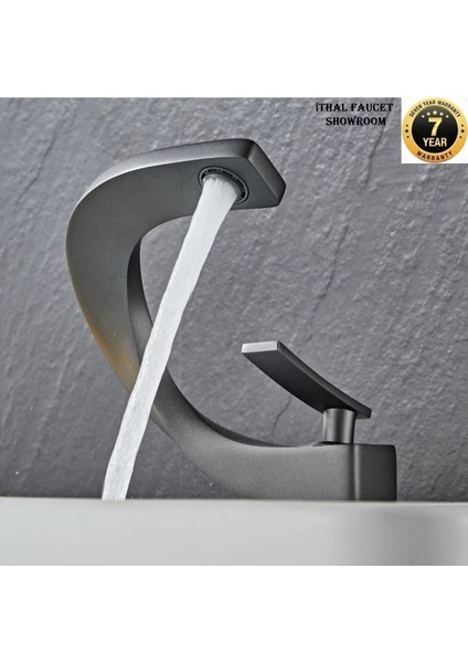 Banyo Lavabo Bataryası Antrasit Renk Şelale Yeni Tasarım 7 Yıl Güvenceli İthal
