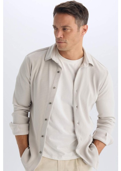 Modern Fit Polo Yaka Uzun Kollu Gömlek D3692AX24AU