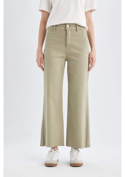 Culotte Yüksek Bel Paça Ucu Kesik Crop Jean Pantolon D2966AX24HS