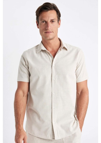 Regular Fit Yazlık Polo Yaka Pamuklu Basic Düz Kısa Kollu Gömlek D1057AX24SM