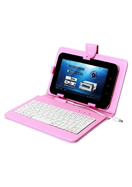 KB-TAB07 7" Pembe Micro+Mini USB Türkçe Q Klavye Tablet Pc Kılıfı