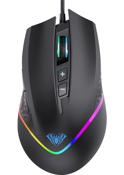 F805 6400DPI Rgb 7 Tuşlu Makro Optik Oyuncu Mouse, Siyah