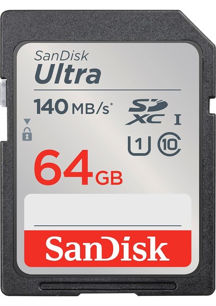 64 GB Ultra Sdxc Bellek Kartı, 140 Mb/s'ye Kadar, A1 Uygulama Performansı, Uhs-I, Class 10, U1