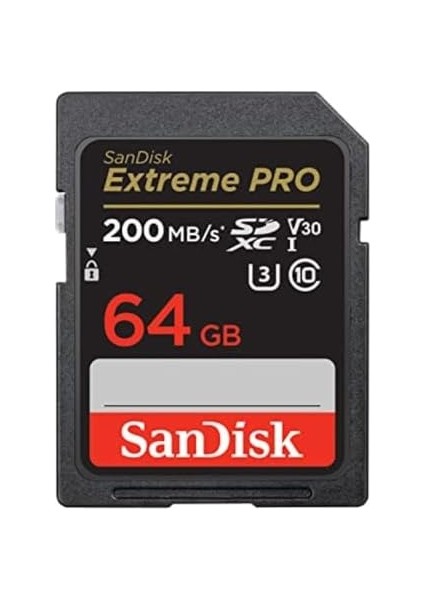 Extreme Pro Sdxc Uhs-I Hafıza Kartı 64 GB (V30, Aktarım Hızı 200 Mb/sn, U3, 4K UHD Videolar, Sandisk Quickflow Teknolojisi, Isıya Dayanıklı)