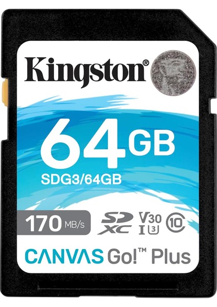 Canvas Go! Plus 64GB Sdxc Hafıza Kartı SDG3/64GB 170MBS - 70MB/S Kadar Okuma - Yazma, UHS-I,U3,V30, Dlsr, 4K Video Kaydı