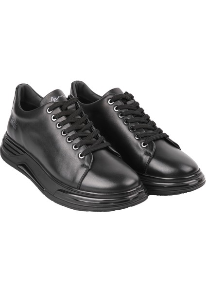 20032 Siyah Sneaker Deri Ayakkabı modelleri