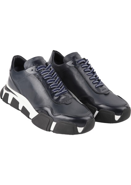 20069 Lacivert Sneaker Deri Ayakkabı modelleri
