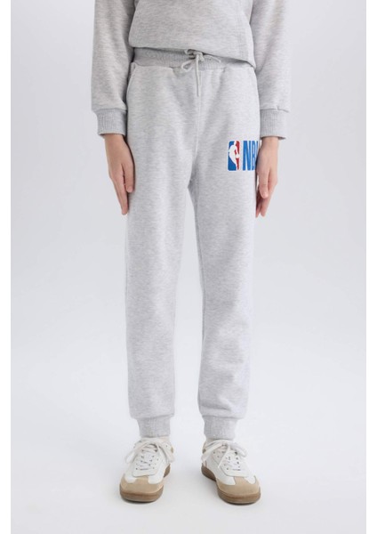 Erkek Çocuk NBA Wordmark Gri Beli Paçası Lastikli Cepli Jogger Eşofman Altı D4259A824WN fırsatları