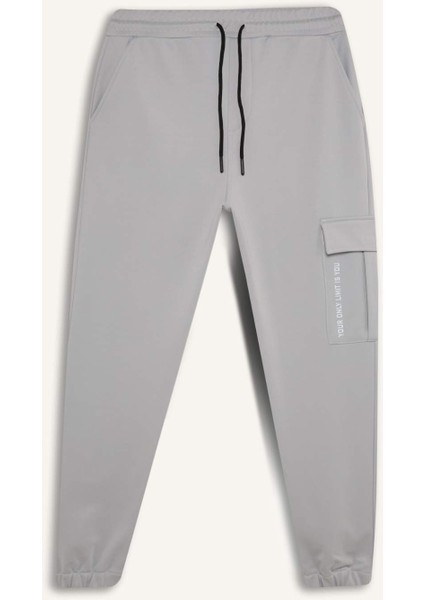 Fit Sporcu Jogger Eşofman Altı Standart Fit Üç Cepli Beli Bağcıklı Lastikli Paça D3741AX24WN