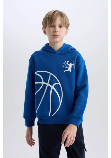 Erkek Çocuk Kapüşonlu Spor Baskılı Sweatshirt D4346A824WN