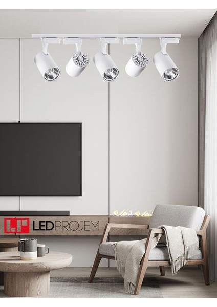 3 Adet Dekoratif LED Ray Spot + 1 Metre Ray Beyaz Kasa Beyaz Işık modelleri