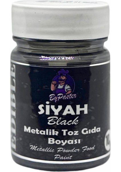 Metalik Toz Boya Siyah 10 gr Yenilebilir Simli Boya