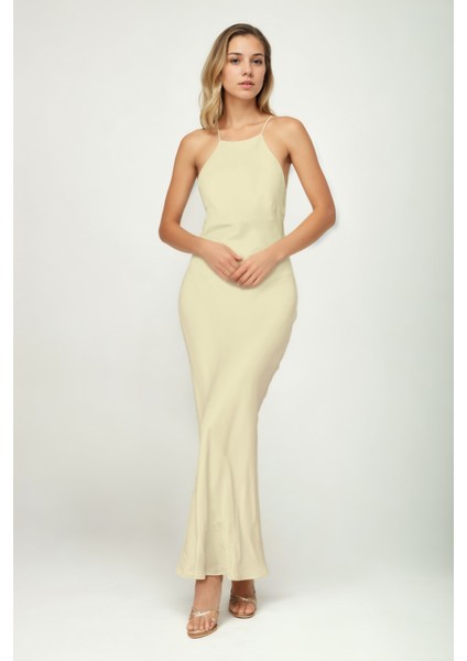 Ip Askılı Saten Elbise