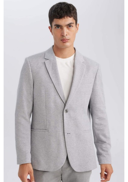 Slim Fit Dar Kesim Astarlı Düğmeli Blazer Ceket N0503AZ24AU