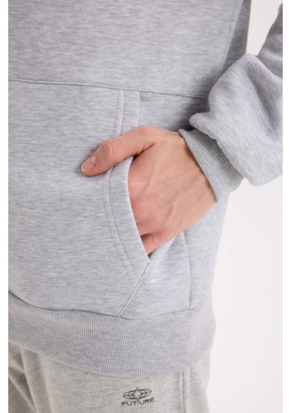 Comfort Fit Rahat Kalıp Kapüşonlu Kalın İçi Yumuşak Tüylü Fermuarlı Sweatshirt D2323AX24AU indirimleri