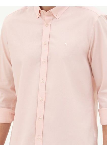 Erkek Açık Pembe Slim Fit Uzun Kollu Gömlek 50284872-VR078