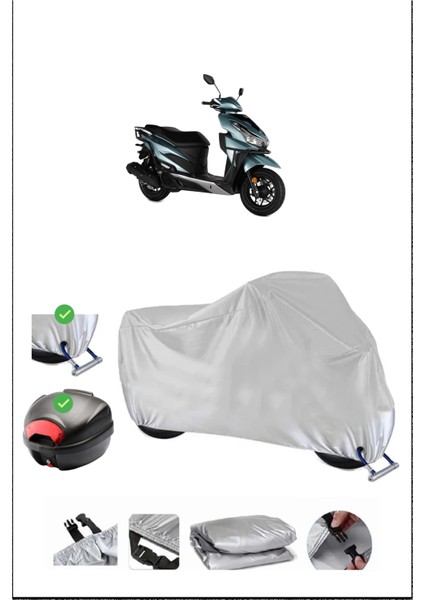 Rks Vrs 125 Için Arka Çanta Ve Kilit Uyumlu Gri Motosiklet Branda, Güvenli