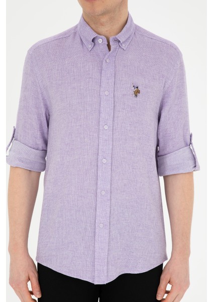 Erkek Lila Gömlek Desenli 50283699-VR034