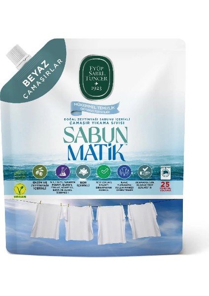 Doğal Zeytinyağı Içerikli Çamaşır Sıvısı Beyaz 1,5 Lt
