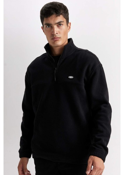 Relax Fit Dik Yaka Fermuarlı Polar Sweatshirt D2348AX24AU