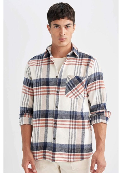 Regular Fit Kareli Oduncu Flanel Uzun Kollu Gömlek D4180AX24WN