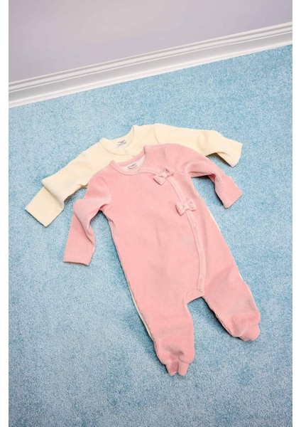 Kız Bebek Yenidoğan Uzun Kollu Kadife Tulum D6519A524WN