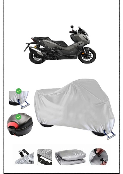 Honda Adv 350 Için Arka Çanta Ve Kilit Uyumlu Gri Motosiklet Branda, Güvenli