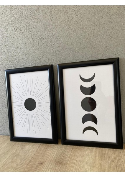 Sun & Moon Ikili - Duvar Dekoru Çerçeveli Camlı Tablo
