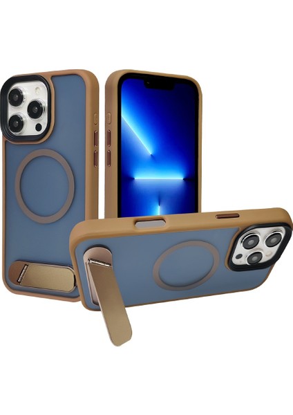 Apple iPhone 16 Pro Kickstand Magsafe Kılıf Kahverengi