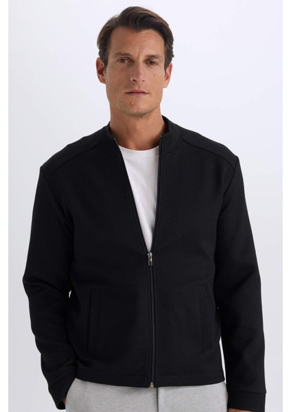 Slim Fit Dar Kesim Bomber Kolej Yaka Fermuarlı Mevsimlik Cepli Mont D9716AX24AU