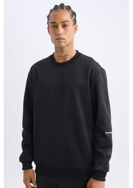 DeFactoFit Standart Fit Bisiklet Yaka Basic Düz Sporcu Sweatshirt E0073AX24WN