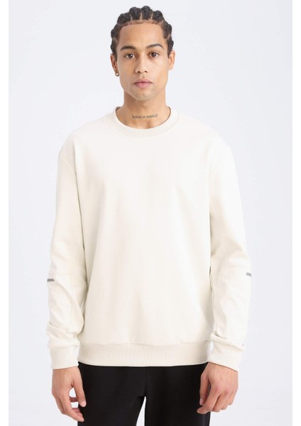 DeFacto Fit Standart Fit Bisiklet Yaka Basic Düz Sporcu Sweatshirt E0073AX24WN