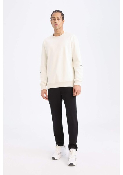 DeFacto Fit Standart Fit Bisiklet Yaka Basic Düz Sporcu Sweatshirt E0073AX24WN