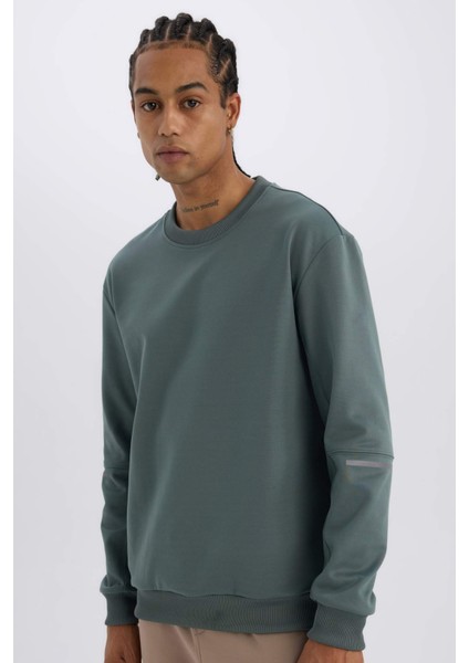 DeFacto Fit Standart Fit Bisiklet Yaka Basic Düz Sporcu Sweatshirt E0073AX24WN